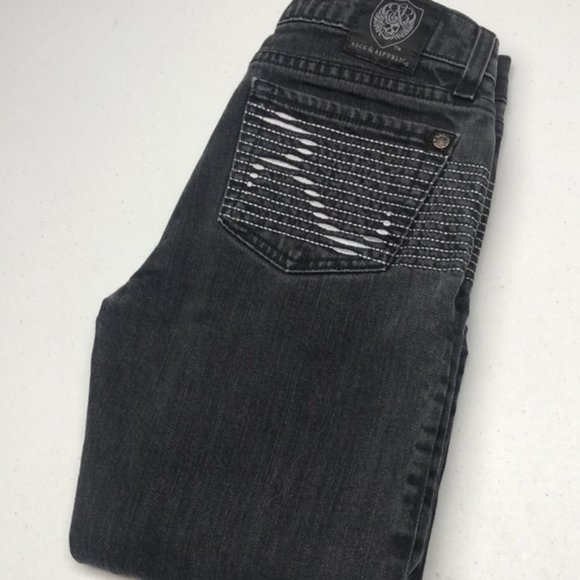RARE ROCK & REPUBLIC BERLIN SKINNY JEANS 25x34 BLACKWASH MADE IN USA 🇺🇸 - Picture 1 of 14